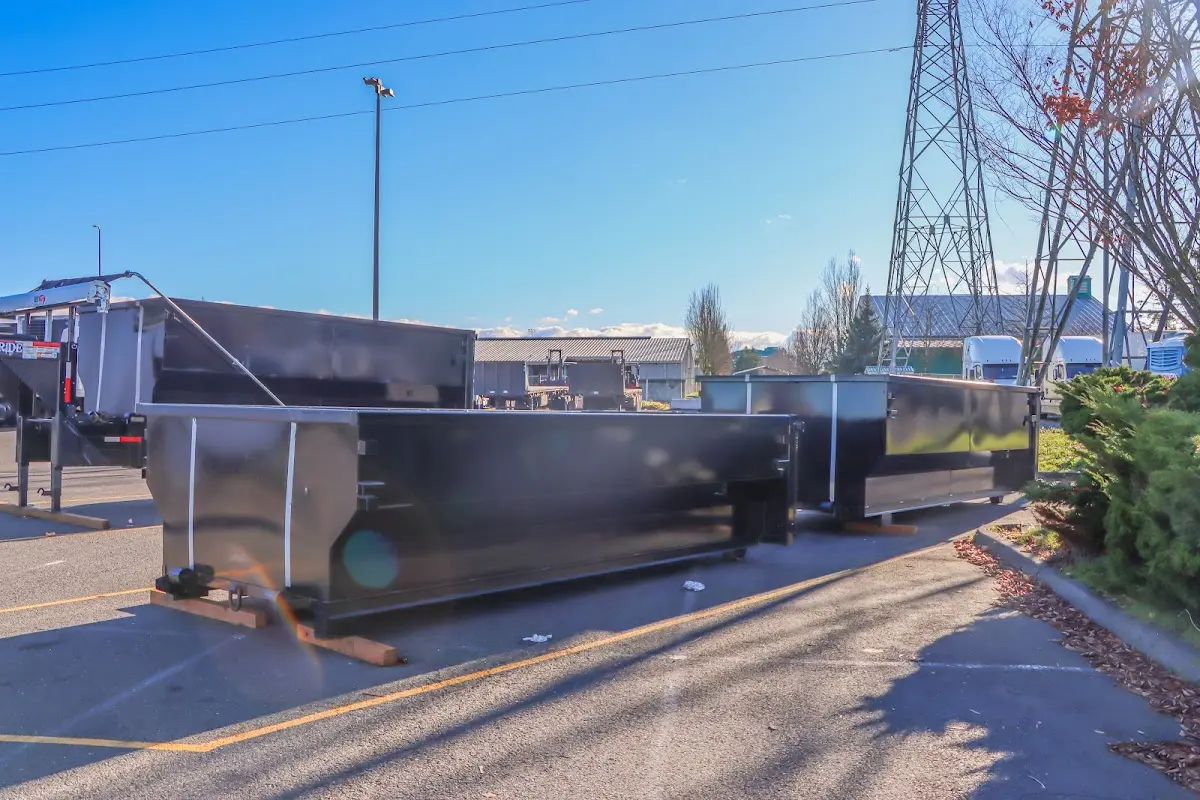 Roll-off dumpster ready for waste disposal at job site for 3 Yard Dumpster Rental in Brown Deer